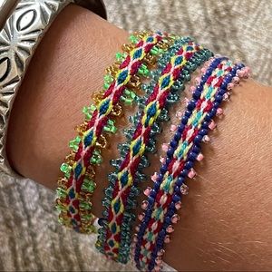 THREE Handwoven and Beaded Peruvian Festival Friendship Bohemian Bracelets